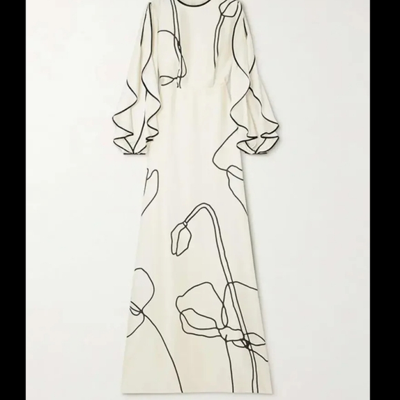 Female British Style Flower Printed Party Evening Dresses - Picture 3 of 8